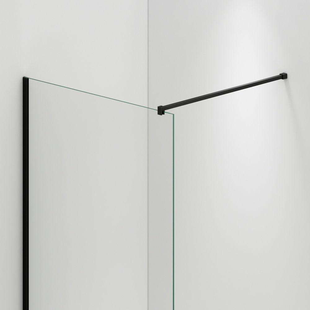 Matte black C30 walk-in shower room with slim profile, highlighting clean lines and contemporary industrial design